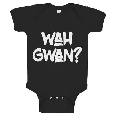 Indica Plateau Wah Gwan? Black 6 Month Cotton One-Piece Infant Baby Romper