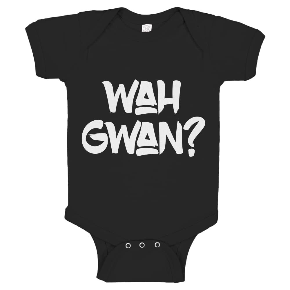 Indica Plateau Wah Gwan? Black 6 Month Cotton One-Piece Infant Baby Romper