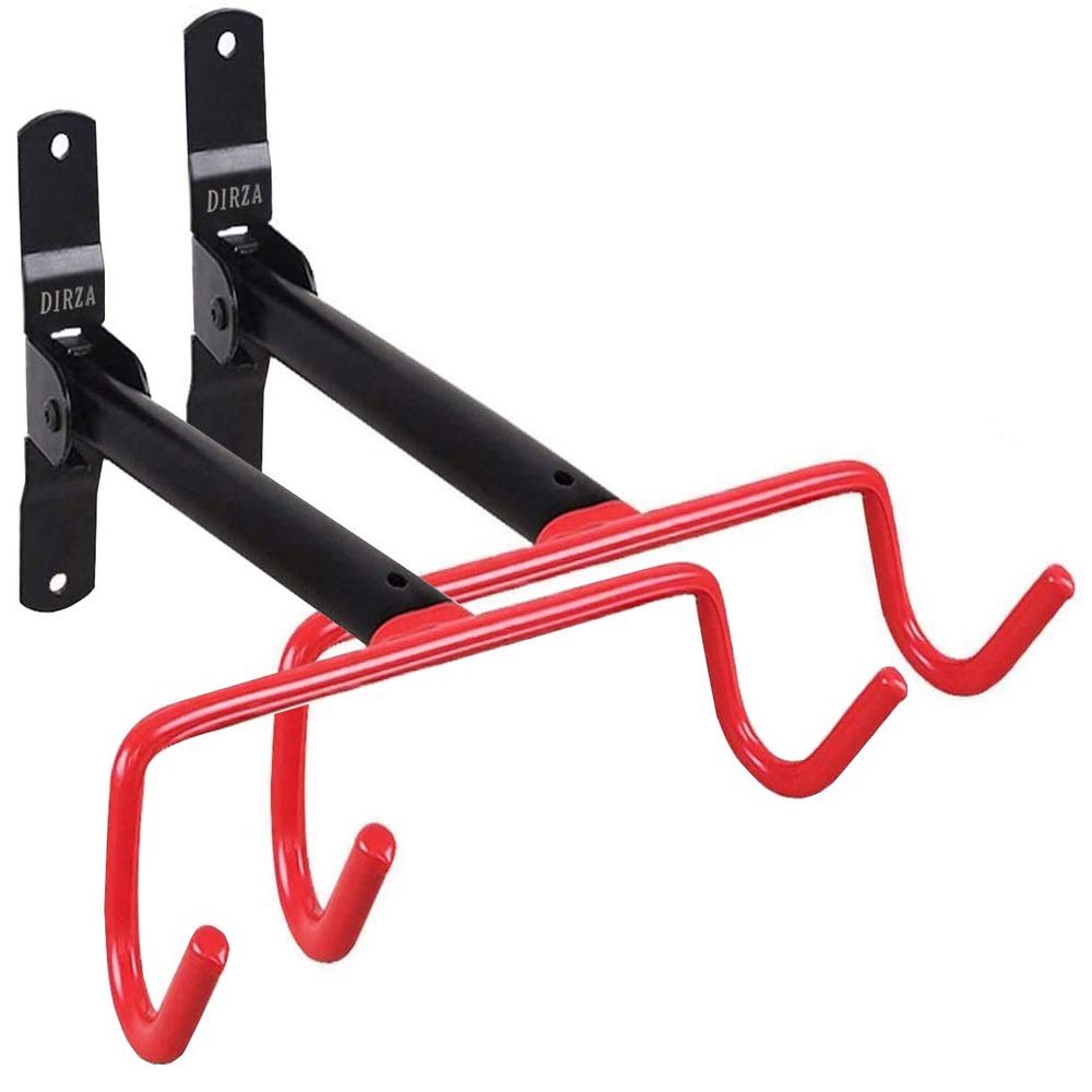 Dirza Bike Wall Mount Bike Hanger 2 Pack Foldable Bicycle Storage Horizontal Bike Rack Bike Hook for Garage Indoor Shed with Screws