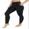90 Degree By Reflex High Waist Fleece Lined Leggings with Side Pocket - Yoga Pants - Black with Pocket - Large view 1