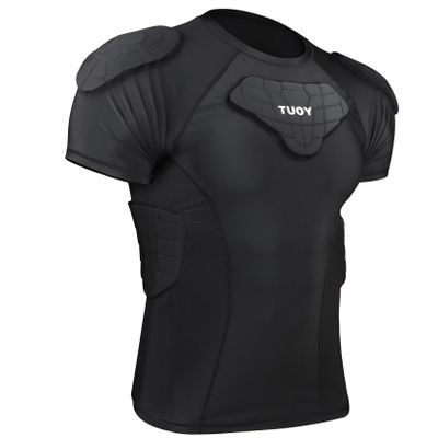 DGXINJUN Men's Padded Football Rib Chest Protector Shirt Heart Shoulder Guard Sternum for Football Baseball Softball Rugby for Adult