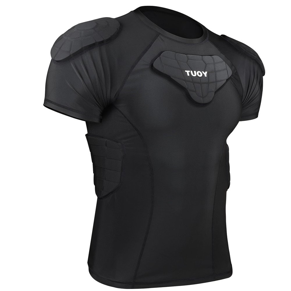 DGXINJUN Men's Padded Football Rib Chest Protector Shirt Heart Shoulder Guard Sternum for Football Baseball Softball Rugby for Adult
