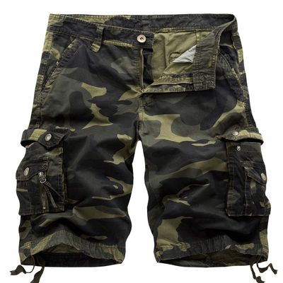 chouyatou Men's Active Normal Waist Loose Multi-Pocket Versatile Twill Cargo Shorts (30, Camo-Army)