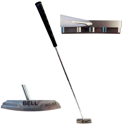 Bell Putters Non/No Offset Golf Putter 360g Polish Chrome Finish Right-Handed/RH with Winn Jumbo/Oversize Putter Grip and 34" Shaft