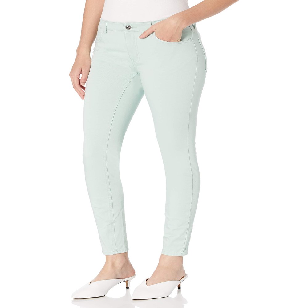 Dickies Women's Perfect Shape Twill Skinny 4 Pocket Pant Pants, Rinsed SURF Spray, 10 RG
