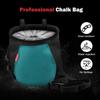 Rhino Valley Climbing Chalk Bag, No Leak Drawstring Chalk Bag with Adjustable Belt, Carabiner Clip and Zippered Pockets Chalk Bag for Rock Climbing, Cross Fit, Weight Lifting & More,Black & Light Blue view 2