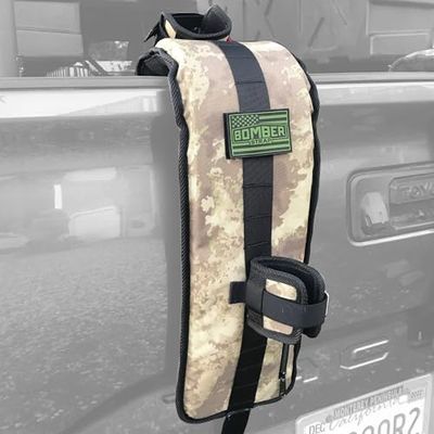 Bomber Strap Desert Camo- Patented Single Bike Tailgate Pad | Backup Camera Clear | Full Hitch & Tailgate Access | Magnetic Buckles | Mountain Bikes, E-Bikes | All Trucks