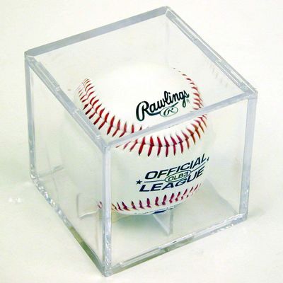 Baseball Square Cube Holder Display CASE with Stand