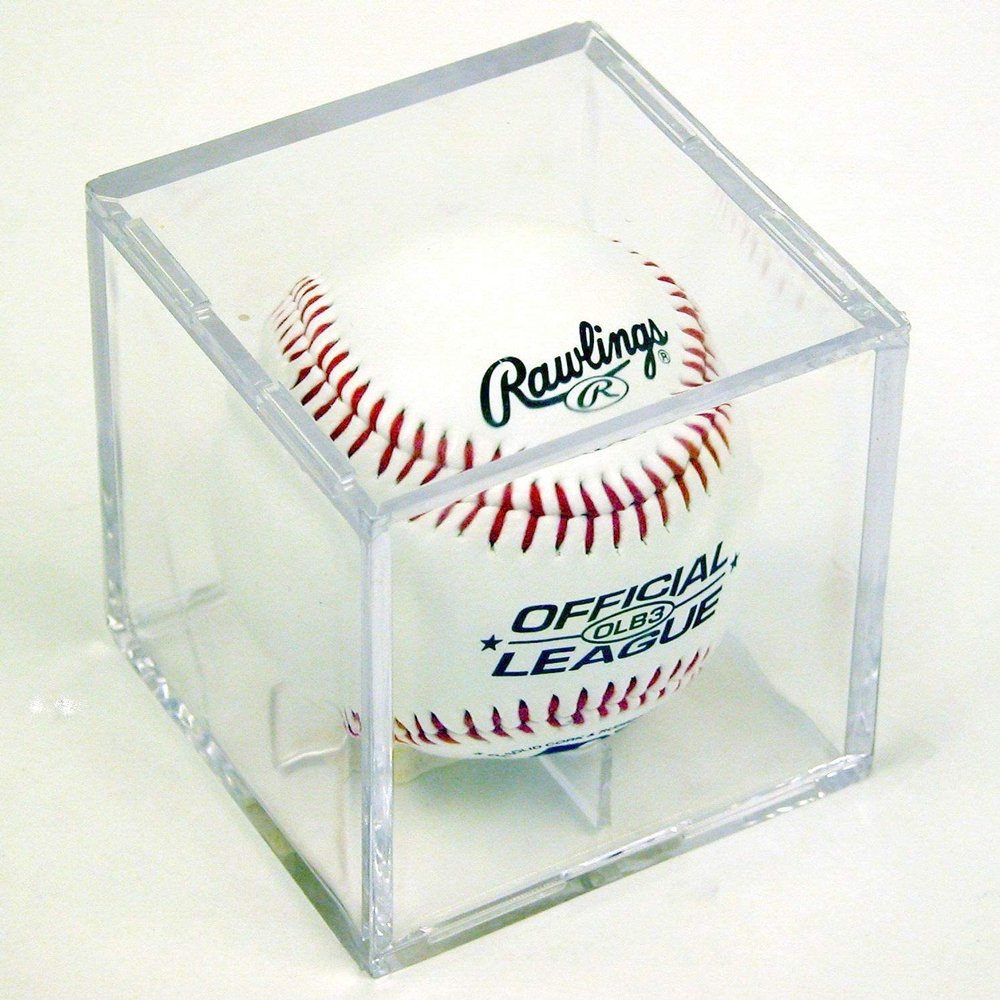 Baseball Square Cube Holder Display CASE with Stand