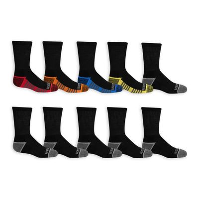Fruit of the Loom boys Half Cushion Casual Sock, Black Assorted, 9-2.5 US