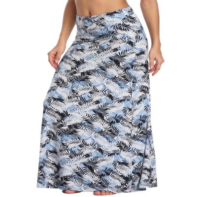 EXCHIC Women's Boho Flod Over Long Maxi Skirt Elastic High Waisted Long Skirts for Women (4, Large)