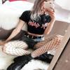 Abberrki Womens Sexy Fishnet Footless Tights High Waisted Net Footless Leggings (Footless # 1) view 4