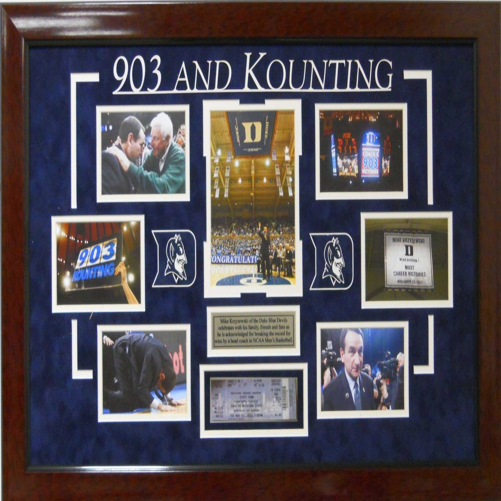 Framed Deluxe Basketball Coack K- 903 and Kounting NCAA Record Wins Collage SKU #3011