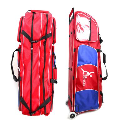 LEONARK Fencing Draw-bar Wheel Bag for Epee Saber and Foil - Trolley Case for Fencing Sword Suit and Mask - Storage Bag for Both Adult and Child Fencers (Oster Red)