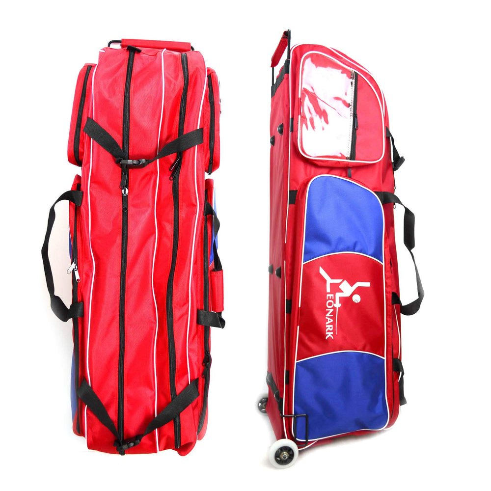 LEONARK Fencing Draw-bar Wheel Bag for Epee Saber and Foil - Trolley Case for Fencing Sword Suit and Mask - Storage Bag for Both Adult and Child Fencers (Oster Red)