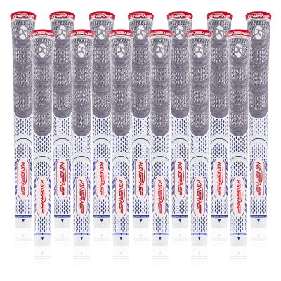 KINGRASP Multi Compound Golf Grips,Golf club grips midsize standard Size,13 Grips Set,6 Colors Optional,Anti-Slip High Stability,All Weather Cord Rubber Golf Club Grips(Gray/White, standard )