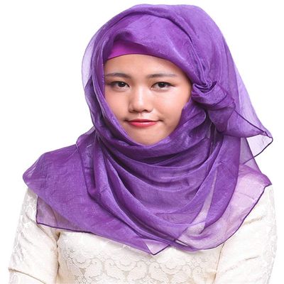 Muslim Simulation Silk Chiffon with Flash Hijab Headscarf (Purple)