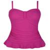 Hilor Women's 50's Retro Ruched Tankini Swimsuit Top with Ruffle Hem Rose Red 6 view 1