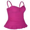 Hilor Women's 50's Retro Ruched Tankini Swimsuit Top with Ruffle Hem Rose Red 6 view 3