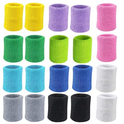 10 Pairs Sports Wristbands, Wrist Sweatbands for Men & Women, Stretchy & Sweat Absorbing Cotton Terry,Perfect for Basketball, Football, Tennis, Soccer, Running & Working Out