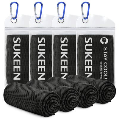 Sukeen [4 Pack Cooling Towel (40"x12"), Soft Breathable Chilly Microfiber Towel for Yoga,Sport,Running,Gym,Workout,Camping,Fitness,Workout & More Activities