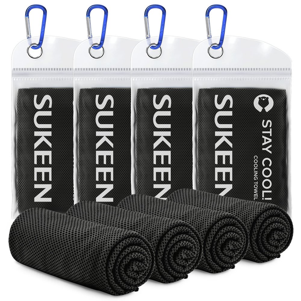 Sukeen [4 Pack Cooling Towel (40"x12"), Soft Breathable Chilly Microfiber Towel for Yoga,Sport,Running,Gym,Workout,Camping,Fitness,Workout & More Activities
