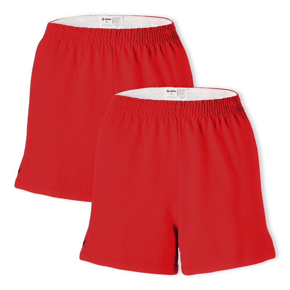 Soffe Women's Authentic Cheer Short, Red, X-Large (2-Pack)