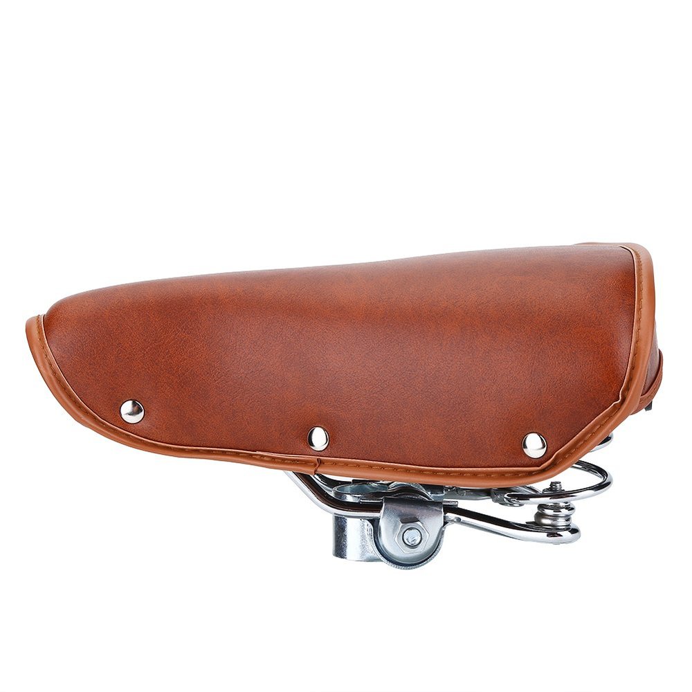 Saddle PU Leather Spring Saddle Comfort Seat Fits Mountain Road Exercise Bikes