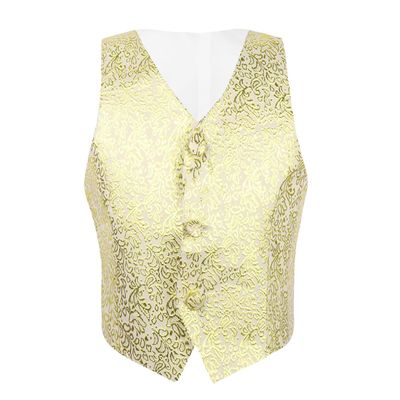 YONGHS Kids Boys Gentleman Sleeveless Floral Pattern Dress Wedding Pageant Formal Suits Waistcoat Gold 5-6