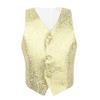 YONGHS Kids Boys Gentleman Sleeveless Floral Pattern Dress Wedding Pageant Formal Suits Waistcoat Gold 5-6 view 1