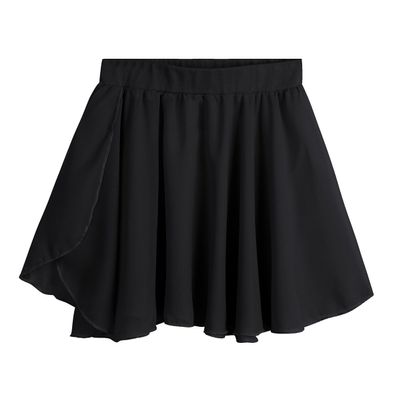 easyforever Kids Girls Basic Chiffon Pleated Pull-on Wrap Skirt Skort Ballet Dancewear Daily Casual Outfits Black 4-5
