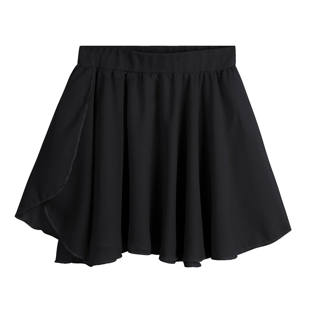 easyforever Kids Girls Basic Chiffon Pleated Pull-on Wrap Skirt Skort Ballet Dancewear Daily Casual Outfits Black 4-5