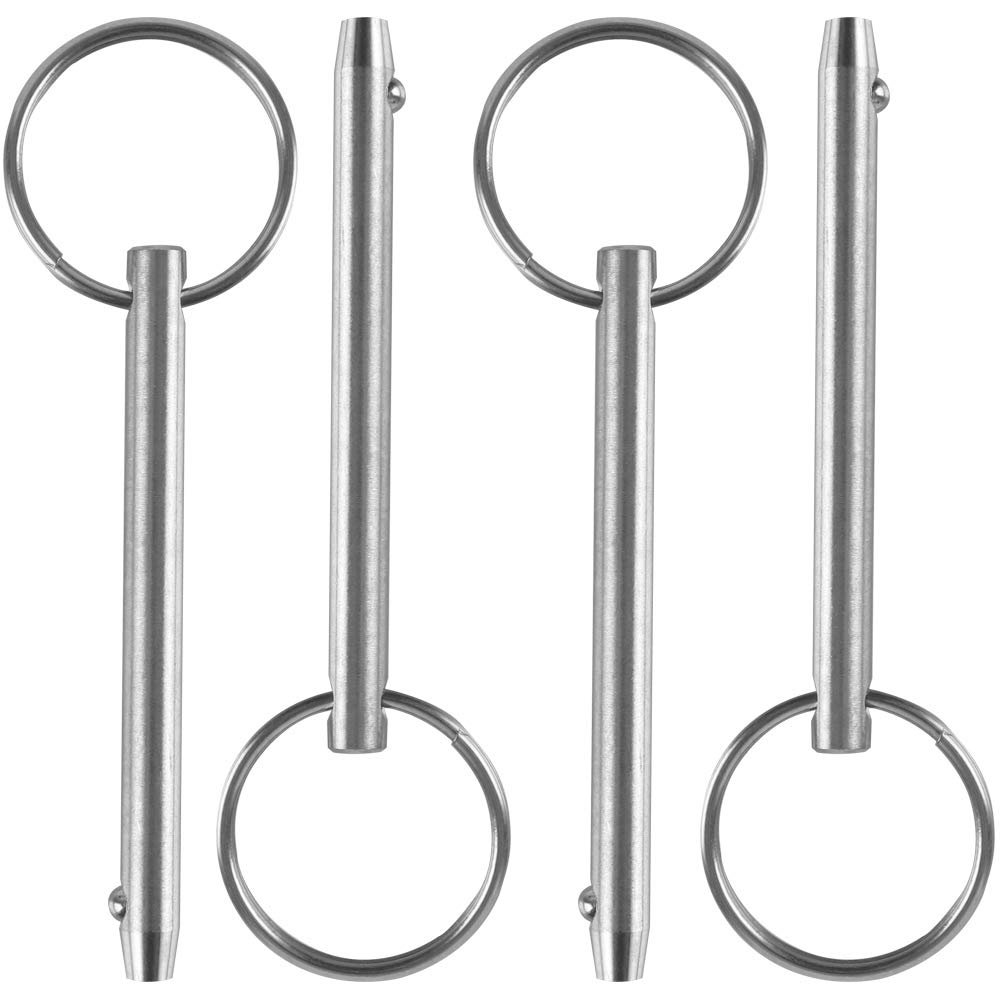 4 Pack Quick Release Pin, Diameter 1/4"(6.3mm), Overall Length 3"(76mm), Usable Length 2.4"(61mm), Full 316 Stainless Steel, Bimini Top Pin, Marine Hardware