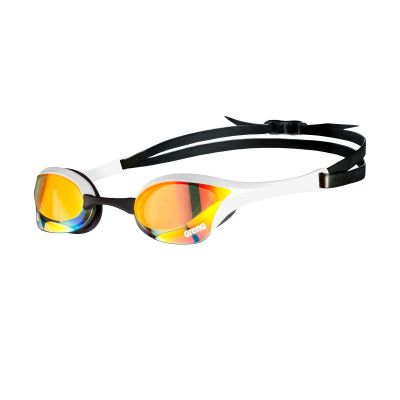 ARENA Unisex Cobra Ultra Swipe Racing Swim Goggles for Men and Women Swipe Anti-Fog Technology Polycarbonate Mirror Lens, Yellow Copper/White
