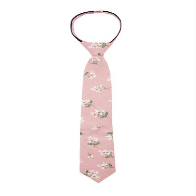 Spring Notion Boys' Cotton Floral Skinny Zipper Tie, Blush Pink Large