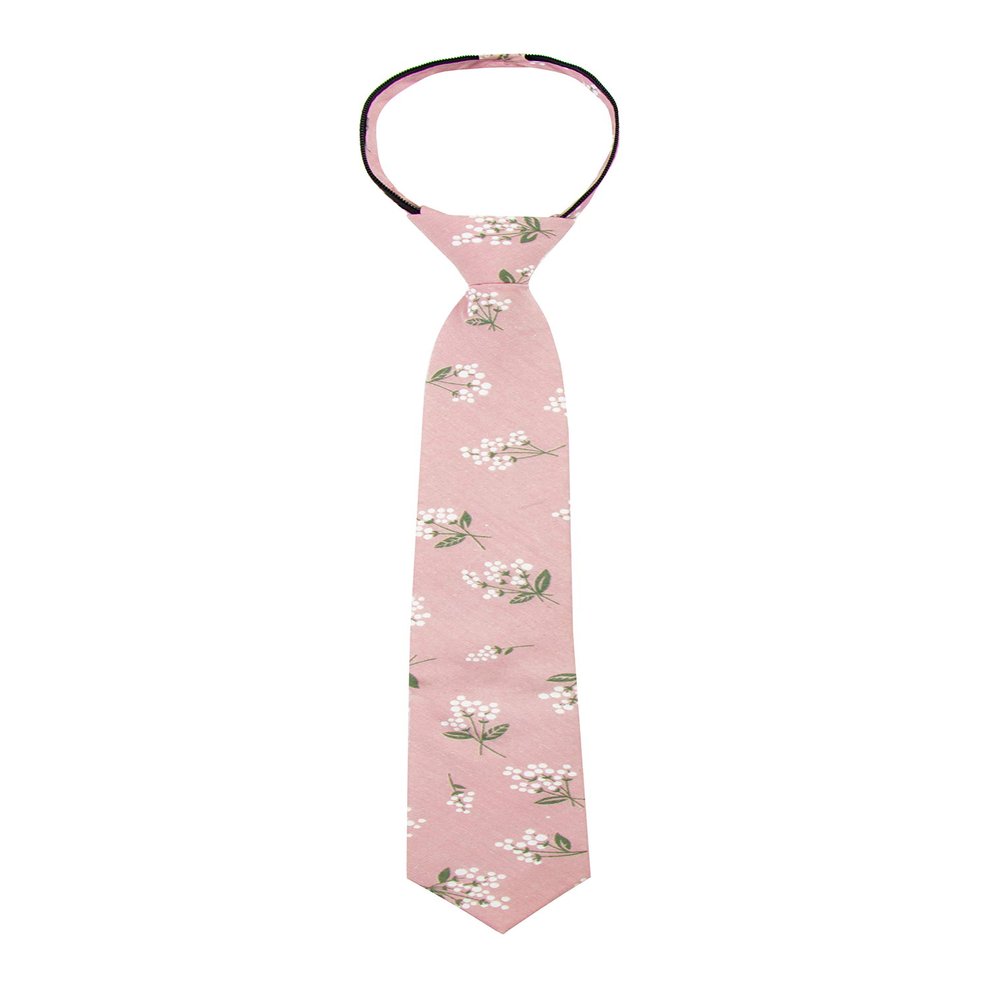 Spring Notion Boys' Cotton Floral Skinny Zipper Tie, Blush Pink Large