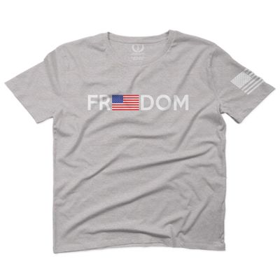 0160. Freedom Military Patriotic Proud American Flag Armour US USA for Men T Shirt (Light Gray 2X-Large)