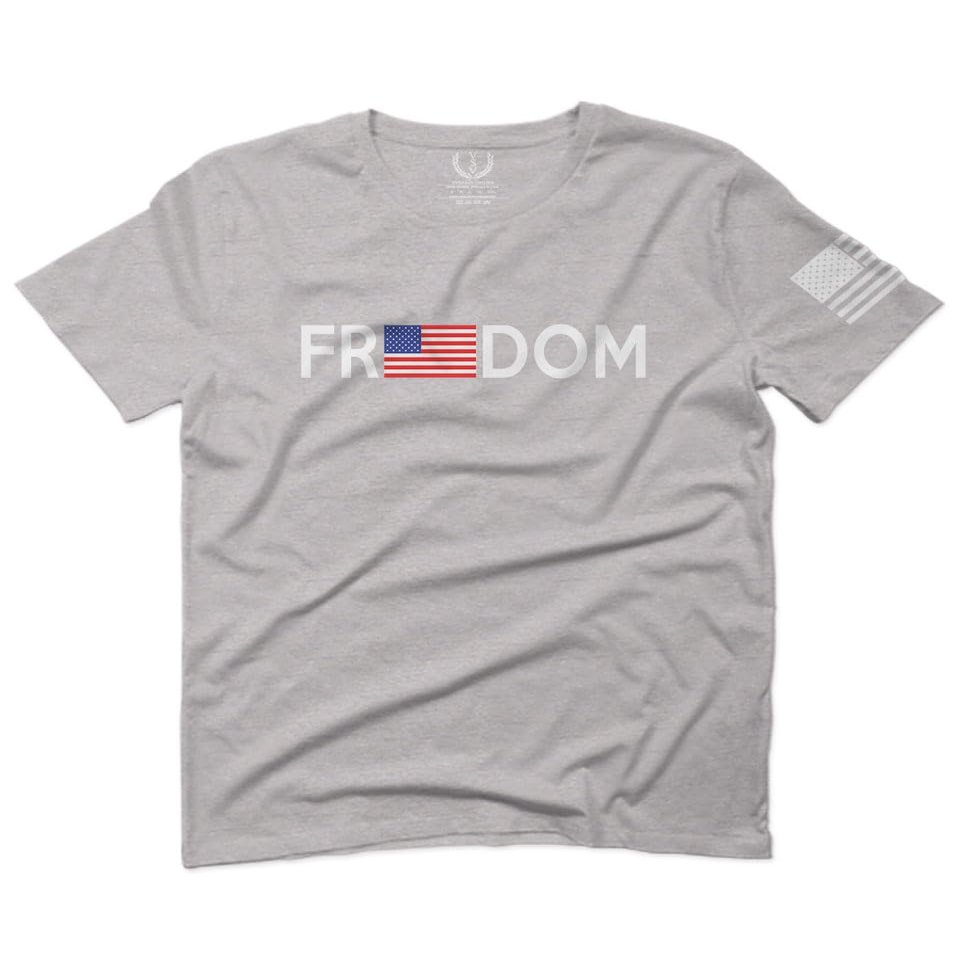 0160. Freedom Military Patriotic Proud American Flag Armour US USA for Men T Shirt (Light Gray 2X-Large)