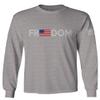 0160. Freedom Military Patriotic Proud American Flag Armour US USA Men's Long Sleeve t Shirt (Light Gray Small) view 1