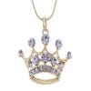 Alilang Clear Crystal Rhinestone Emperor Royal Crown Pendant Necklace - Perfect For King & Queens!, Gold view 1