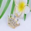Alilang Clear Crystal Rhinestone Emperor Royal Crown Pendant Necklace - Perfect For King & Queens!, Gold view 2