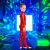 Kepblom Girls Shiny Metallic Mock Neck Unitard Long Sleeve Zipper Back One Piece Bodysuit Costume view 2