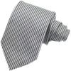 Geotae Zerun New Classic Men's Striped Silk Tie Necktie (Silver Grey/Black) view 1