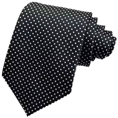 Geotae Zerun New Classic Solid Checks Paisley JACQUARD WOVEN Silk Men's Tie Necktie (Check Black White)