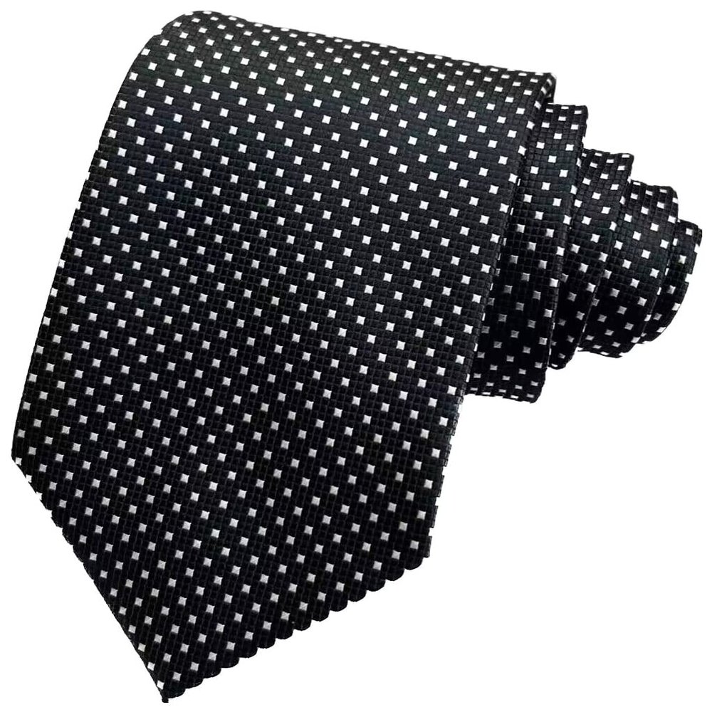 Geotae Zerun New Classic Solid Checks Paisley JACQUARD WOVEN Silk Men's Tie Necktie (Check Black White)