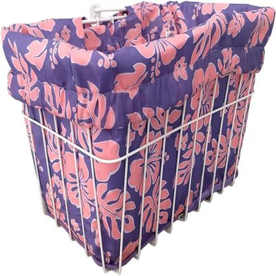 Bike Basket Liner Waterproof, Universal Fit for Most Bike Baskets, Stylish 2in1Tote, Bike Basket Cover, EBiKE Front Wire Or Wicker Bike Baskets Fits Up to 15x12x10 (Purple Punch Hibiscus)