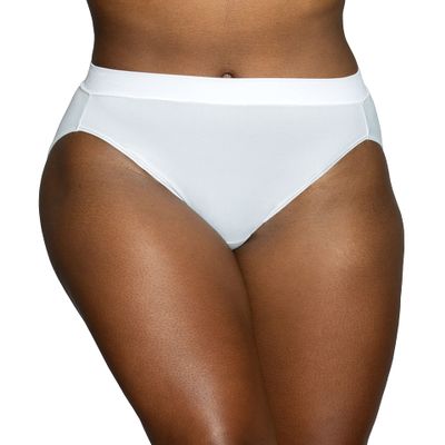 Vanity Fair womens Beyond Comfort Hi Cut Panties Briefs, Seamless Waist - White, 6 US