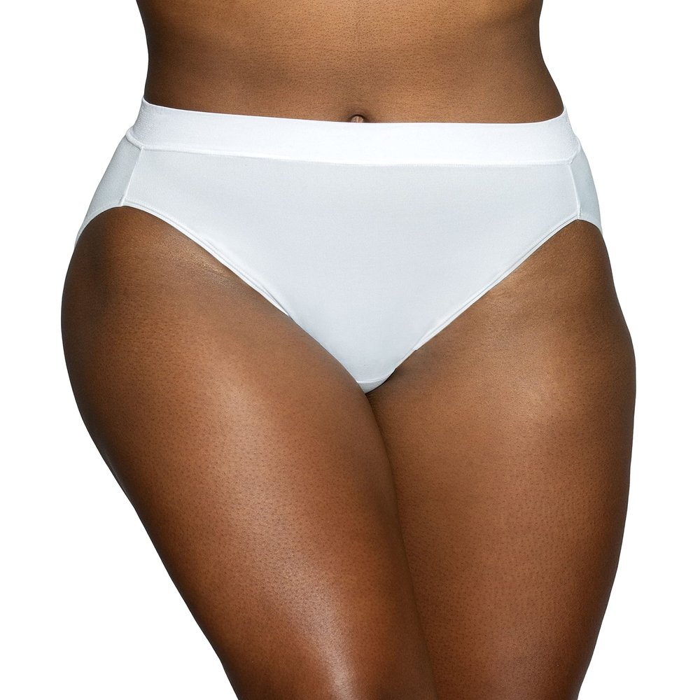 Vanity Fair womens Beyond Comfort Hi Cut Panties Briefs, Seamless Waist - White, 6 US
