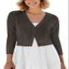 Urban CoCo Women's Cropped Cardigan V-Neck Button Down Knitted Sweater 3/4 Sleeve (Coffee, XL) view 1