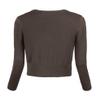 Urban CoCo Women's Cropped Cardigan V-Neck Button Down Knitted Sweater 3/4 Sleeve (Coffee, XL) view 3
